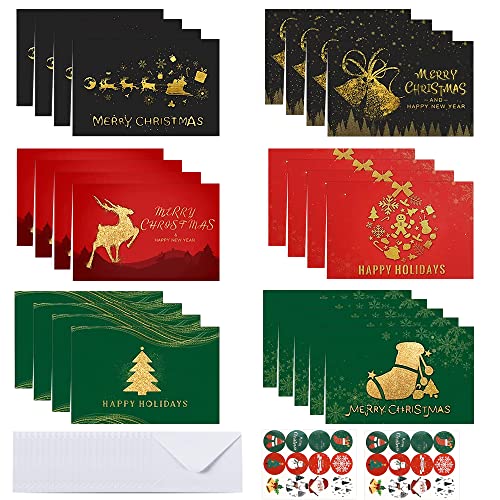 24 Set Weihnachtskarten mit Umschlag, Weihnachten Karte Set, Christmas Postkarte, Klappkarten für Weihnachten, für Familien Freunde Geschenk von WELLXUNK