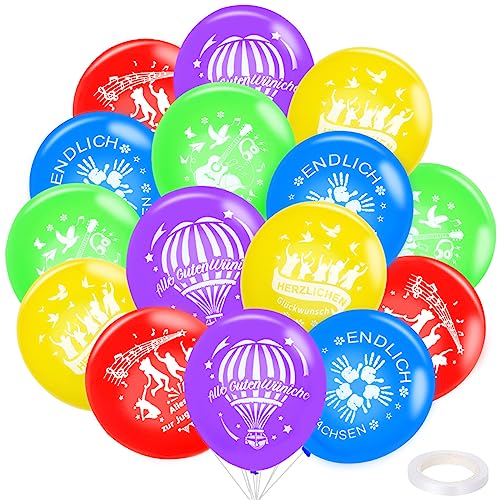 30pcs Alles Gute zur Jugendweihe Ballons, Bunt Jugendweihe Luftballons, Junge Mädchen Endlich Erwachsen Deko, Jugendweihe Party Deko, Luftballons geburtstag, Jugendweihe Latex Luftballons von WELLXUNK