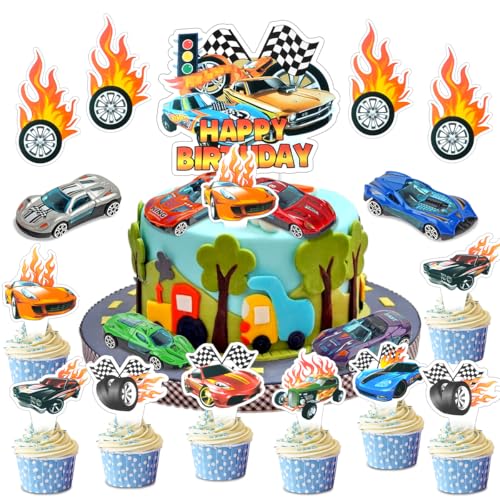 Cars Decorazioni Torta Compleanno, 23 Pezzi Car Cake Topper Compleanno con 6 Modelli di Auto Giocattolo, Torta a Tema Cars Decorazione, Cars Cupcake Topper per Bambini von WELLXUNK