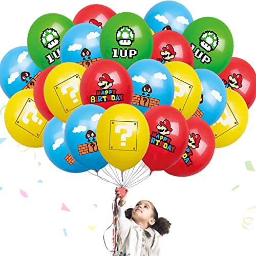 Mario Luftballons Set, 40 Stück Mario Party Geburtstags Luftballons, Mario Latex Luftballons, Mario Ballon, Mario Latex Ballons, Mario Bros Ballons, Mario Theme Party Dekorationen von WELLXUNK