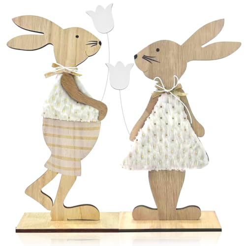 Osterhase Deko aus Holz, 2 Stück Osterhasen Deko zum Hinstellen, Osterdeko Hase deko, Ostern Hase Aufsteller, Osterhase Figur holz, Osterdekoration Garten Osterhasen Osterhase Deko aus Holz, 2 Stück Osterhasen Deko zum Hinstellen, Osterdeko Hase deko, Ostern Hase Aufsteller, Osterhase Figur holz, Osterdekoration Garten Osterhasen von WELLXUNK