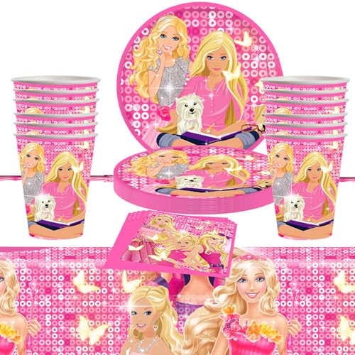 Prinzessin Partygeschirr Geburtstag, 41 Stück Geburtstag Geschirr Kit, Prinzessin Geburtstag Party Supplies Dekorations Set, Geburtstag Party Geschirr, für Prinzessin geburtstag deko(10 Gäste) von WELLXUNK