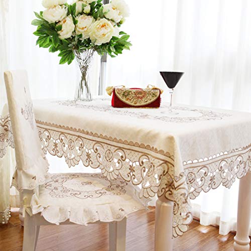 WELLYUK Rechteckige Tischdecke, 172 x 308 cm, Vintage-Stil, bestickt, braune Blume, klassische Tischdecke, elegantes Esszimmer, Heimdekoration WELLYUK Rechteckige Tischdecke, 172 x 308 cm, Vintage-Stil, bestickt, braune Blume, klassische Tischdecke, elegantes Esszimmer, Heimdekoration von WELLYUK