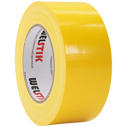 WELSTIK Professional-Klebeband Gelb, wasserdichtes Klebebandgewebe, farbiges Gaffer-Klebeband für Reparaturen, Heimwerken, Basteln, Verwendung im Innen- und Außenbereich, 50 mm x 41 m, Gelb von WELSTIK