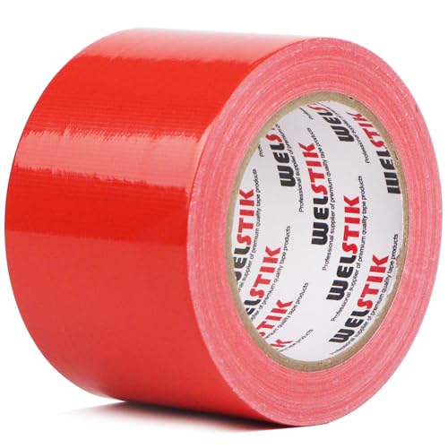 WELSTIK Rot Panzerband 75mmx41m, Wasserdichtes Klebebandgewebe, Red Panzertape Gaffer-Klebeband von WELSTIK