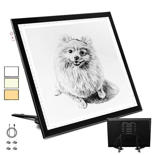 WELZK 3-Farben A3 Light Pad mit eingebautem Ständer, 42×32 cm Leuchttisch A3, Seitentasten Bright Pad für Zeichnen, Abpausen, Vinyl-Schneiden, Diamond Painting usw. von WELZK