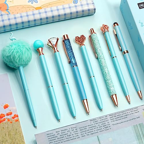 WEMATE 8-teiliges Kugelschreiber-Set, Kugelschreiber Bling für Frauen, Stifte für Mädchen, Kugelschreiber mit schwarzer und blauer Tinte, Geschenke für Hochzeit, Brautjungfer, Büro, Blau WEMATE 8-teiliges Kugelschreiber-Set, Kugelschreiber Bling für Frauen, Stifte für Mädchen, Kugelschreiber mit schwarzer und blauer Tinte, Geschenke für Hochzeit, Brautjungfer, Büro, Blau von WEMATE