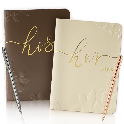 WEMATE Hochzeitsgelübdebücher mit zwei Stiften und Goldfolien-Schriftzug, Gelübdebücher für Sie und Ihn, 28 Seiten, Hochzeitsnotizbuch, Hochzeitszubehör, Hochzeitsgeschenk, 5,5"x 4", Braun und Apricot WEMATE Hochzeitsgelübdebücher mit zwei Stiften und Goldfolien-Schriftzug, Gelübdebücher für Sie und Ihn, 28 Seiten, Hochzeitsnotizbuch, Hochzeitszubehör, Hochzeitsgeschenk, 5,5"x 4", Braun und Apricot von WEMATE