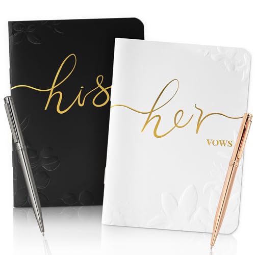WEMATE Hochzeitsgelübdebücher mit zwei Stiften und Goldfolien-Schriftzug, Gelübdebücher für Sie und Ihn, 28 Seiten, Hochzeitsnotizbuch, Hochzeitszubehör, Hochzeitsgeschenk, 5,5"x 4", Schwarz und Weiß WEMATE Hochzeitsgelübdebücher mit zwei Stiften und Goldfolien-Schriftzug, Gelübdebücher für Sie und Ihn, 28 Seiten, Hochzeitsnotizbuch, Hochzeitszubehör, Hochzeitsgeschenk, 5,5"x 4", Schwarz und Weiß von WEMATE