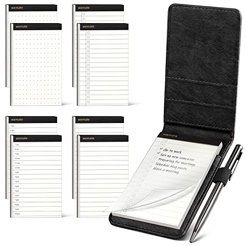 WEMATE Notizblockhalter aus PU-Leder – Mini-Notizblöcke mit 8 Minen und Metall-Kugelschreiber für Meetings, tägliche Aufzeichnungen und Notizen Schwarz WEMATE Notizblockhalter aus PU-Leder – Mini-Notizblöcke mit 8 Minen und Metall-Kugelschreiber für Meetings, tägliche Aufzeichnungen und Notizen Schwarz von WEMATE