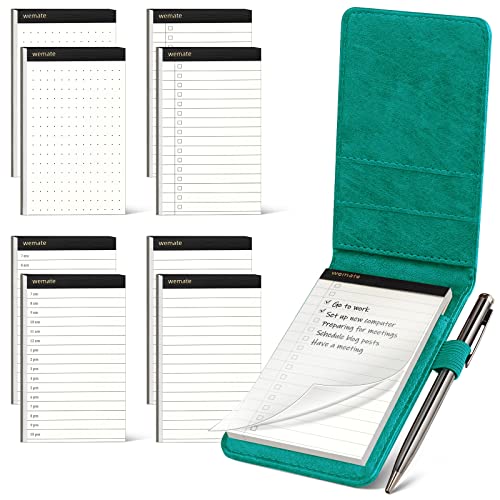WEMATE Notizblockhalter aus PU-Leder – Mini-Notizblöcke mit 8 Minen und Metall-Kugelschreiber für Meetings, tägliche Aufzeichnungen und Notizen Grün WEMATE Notizblockhalter aus PU-Leder – Mini-Notizblöcke mit 8 Minen und Metall-Kugelschreiber für Meetings, tägliche Aufzeichnungen und Notizen Grün von WEMATE