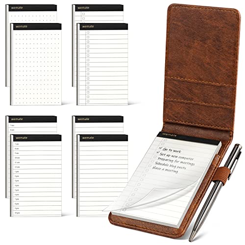 WEMATE Notizblockhalter aus PU-Leder – Mini-Notizblöcke mit 8 Minen und Metall-Kugelschreiber für Meetings, tägliche Aufzeichnungen und Notizen Braun WEMATE Notizblockhalter aus PU-Leder – Mini-Notizblöcke mit 8 Minen und Metall-Kugelschreiber für Meetings, tägliche Aufzeichnungen und Notizen Braun von WEMATE