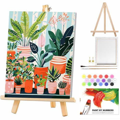 WEMEON Malen Nach Zahlen Erwachsene mit Rahmen- 5D mit Staffelei Blume Paint by Numbers Kit, Malen Nach Zahlen Kit mit 2 * Pinseln, Acrylfarben Handgemalt Ölgemälde Leinwand für Home Decor. (20X30cm) von WEMEON