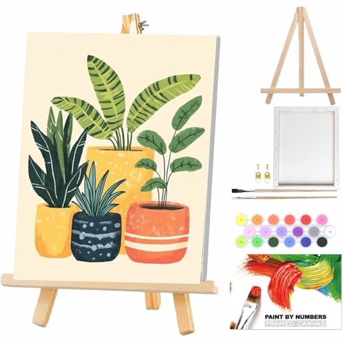 WEMEON Malen Nach Zahlen Erwachsene mit Rahmen- 5D mit Staffelei Blume Paint by Numbers Kit, Malen Nach Zahlen Kit mit 2 * Pinseln, Acrylfarben Handgemalt Ölgemälde Leinwand für Home Decor. (20X30cm) von WEMEON
