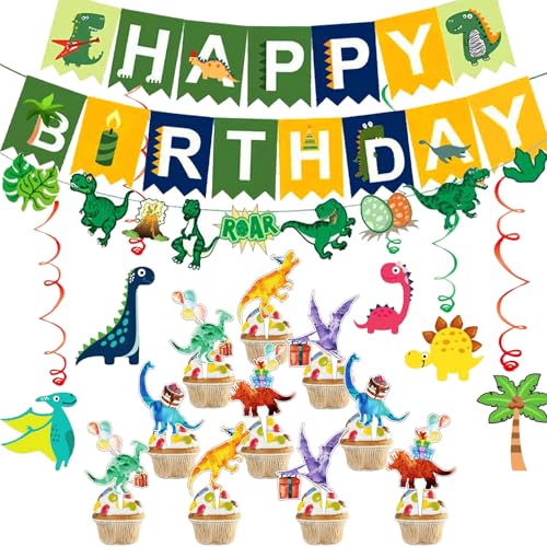 WENAUANG Geburtstag Deko Dinosaurier, Dinosaurier Bunting Girlande Hängende Deko,Happy Birthday Banner Dekoration für Kinder Dinosaurier Thema Party Deko WENAUANG Geburtstag Deko Dinosaurier, Dinosaurier Bunting Girlande Hängende Deko,Happy Birthday Banner Dekoration für Kinder Dinosaurier Thema Party Deko von WENAUANG