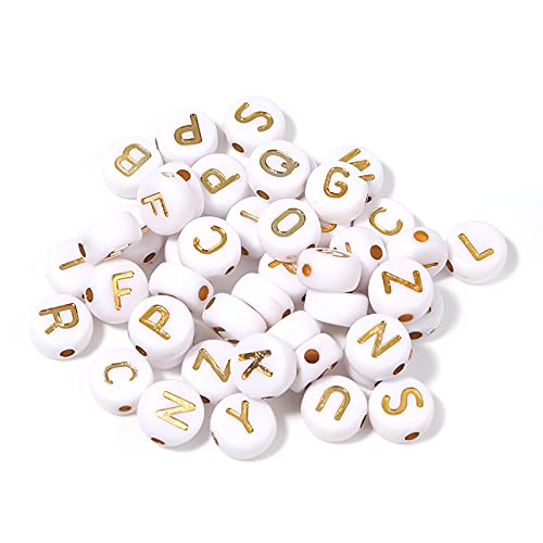 WENDAO 100 Stück Fädelperlen Perlen Buchstaben perlen bastelnperlen Buchstaben A-Z perlen für Schmuck Basteln Perlen zum Auffädeln Bastelperlen Bunte 3D Perlen für Armbänder Schmuck Basteln DIY von WENDAO