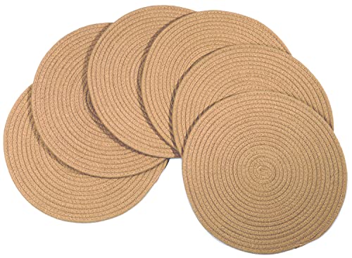 WENFOME Runde gewebte Platzsets, 35,1 cm, braune Jute, dicke Tischsets, Baumwolle, Juteseil, geflochtene Tischsets, Rattan-Tischsets, gewebte Tischsets für Esstisch, 6 Stück WENFOME Runde gewebte Platzsets, 35,1 cm, braune Jute, dicke Tischsets, Baumwolle, Juteseil, geflochtene Tischsets, Rattan-Tischsets, gewebte Tischsets für Esstisch, 6 Stück von WENFOME