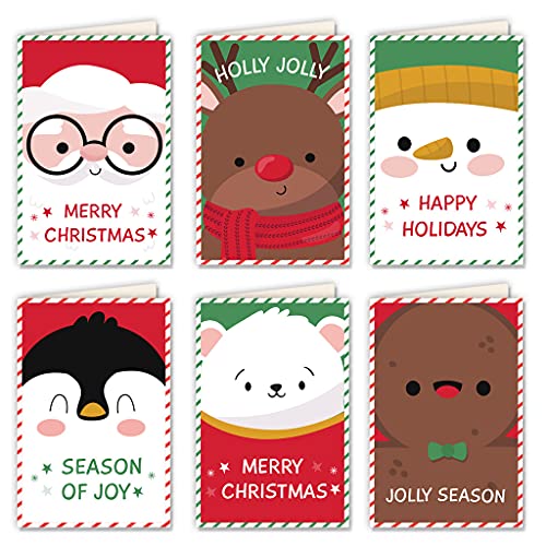 6 Sets Weihnachtsgrußkarte mit Umschlägen Urlaubseinladungskarte Nachricht Blanko-Karte Party für Hochzeit Festival Dekoration Urlaub Einladungskarte von WENGU