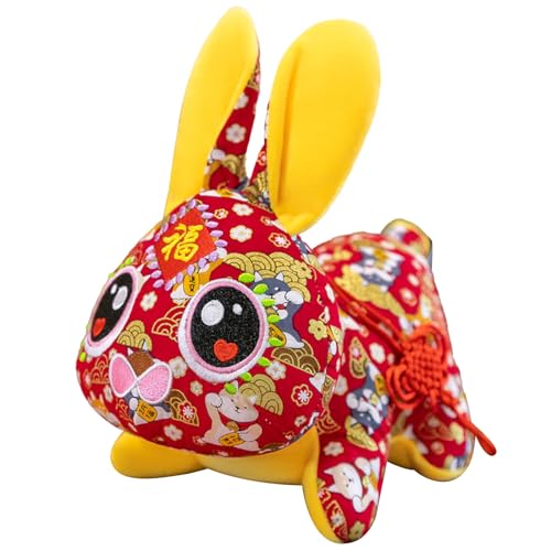 WENGU 2023 Jahr des Kaninchens Chinesisches Neujahr Stickerei Sternzeichen Kaninchen Spielzeug Anhänger Zufälliges Geschenk Für Gäste Kaninchen Sternzeichen Kaninchen Spielzeug Chinesisches Neujahr von WENGU