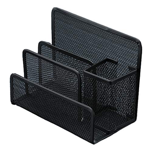 WENGU Kleiner Schreibtisch-Stifthalter, Brief-Organizer, schwarz, Netzstoff, Briefablage mit 3 Fächern, Schublade, Metallgitter, Schreibtischaufbewahrung, Schreibtisch-Stifthalter WENGU Kleiner Schreibtisch-Stifthalter, Brief-Organizer, schwarz, Netzstoff, Briefablage mit 3 Fächern, Schublade, Metallgitter, Schreibtischaufbewahrung, Schreibtisch-Stifthalter von WENGU