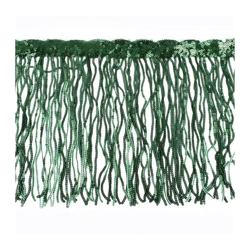 WENH 1-10 Yards 20 cm Paillettenquaste Fransen for Tanzkleid Fransen Spitzenbesatz Band Quasten Glitzerstoff DIY Bekleidungszubehör(ArmyGreen,20cm-1Yard) von WENH