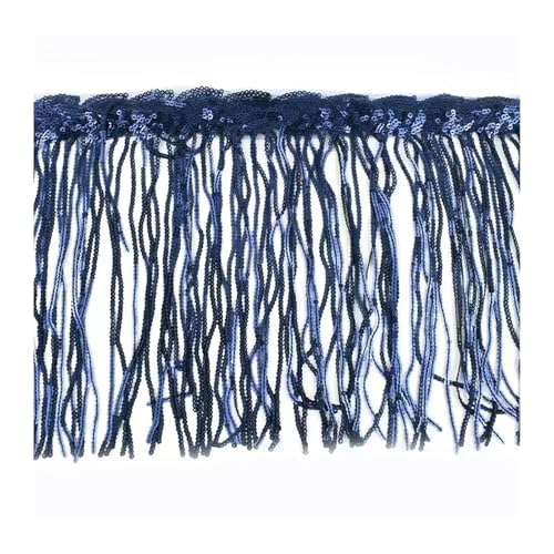 WENH 1-10 Yards 20 cm Paillettenquaste Fransen for Tanzkleid Fransen Spitzenbesatz Band Quasten Glitzerstoff DIY Bekleidungszubehör(NavyBlue,20cm-1Yard) von WENH