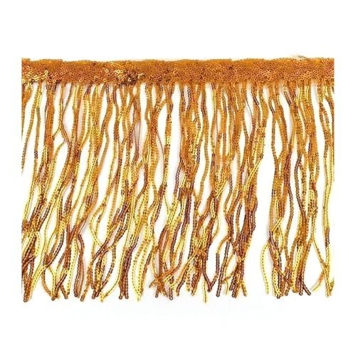WENH 1-10 Yards 20 cm Paillettenquaste Fransen for Tanzkleid Fransen Spitzenbesatz Band Quasten Glitzerstoff DIY Bekleidungszubehör(Orange,20cm-2Yards) von WENH