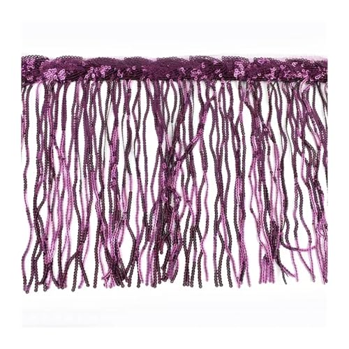 WENH 1-10 Yards 20 cm Paillettenquaste Fransen for Tanzkleid Fransen Spitzenbesatz Band Quasten Glitzerstoff DIY Bekleidungszubehör(PurpleRed,20cm-1Yard) von WENH