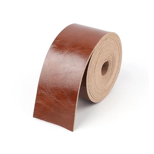 WENH 2 Meter DIY Lederband Bastelstreifen for Lederhandwerk Zubehör Gürtelgriff Schwarz Rot Braun Tasche Dekor Schmuckherstellung Handwerk(Brown,3.75CM Width) von WENH