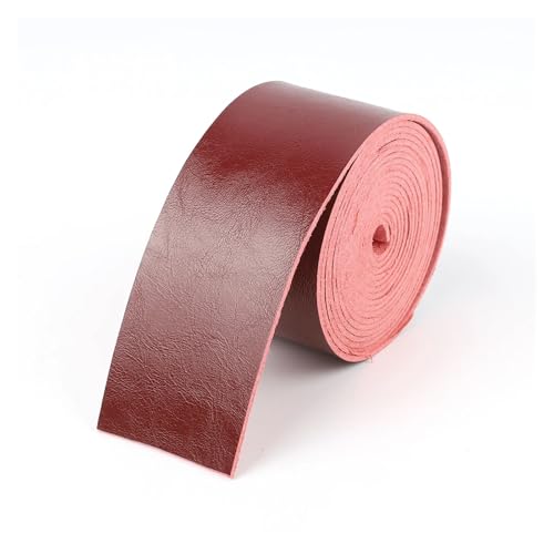 WENH 2 Meter DIY Lederband Bastelstreifen for Lederhandwerk Zubehör Gürtelgriff Schwarz Rot Braun Tasche Dekor Schmuckherstellung Handwerk(Wind red,3.75CM Width) von WENH