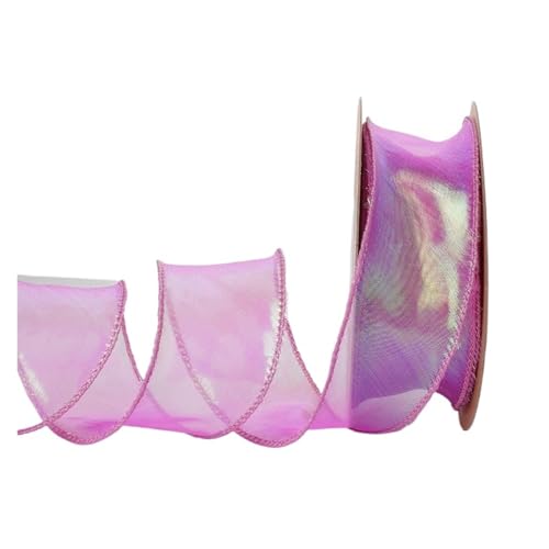 WENH 9,1 m Chiffonband mit Laser-Regenbogendraht, 3,8 cm Ripsband, biegbar, schillernd, Organzaband for Blumenstraußverpackungen(14 Purple) von WENH