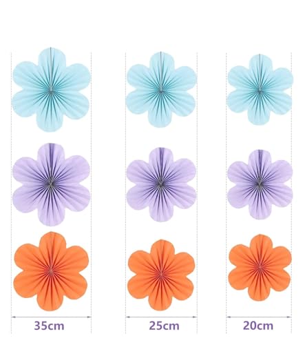 WENH 9 Stück Blau Lila Orange Sommer Party Papier Blumen Dekorationen Hängende Ornamente Wand Papier Fan WWedding Hintergrund Party Luftschlangen WENH 9 Stück Blau Lila Orange Sommer Party Papier Blumen Dekorationen Hängende Ornamente Wand Papier Fan WWedding Hintergrund Party Luftschlangen von WENH