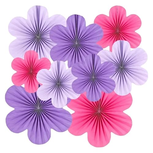 WENH 9 Stück Rose Pink Lila Blumen Party Dekorationen Papierfächer Lavendel Mädchen Party Papier Blumen Hintergrund Hängende Blumen Wanddekoration WENH 9 Stück Rose Pink Lila Blumen Party Dekorationen Papierfächer Lavendel Mädchen Party Papier Blumen Hintergrund Hängende Blumen Wanddekoration von WENH