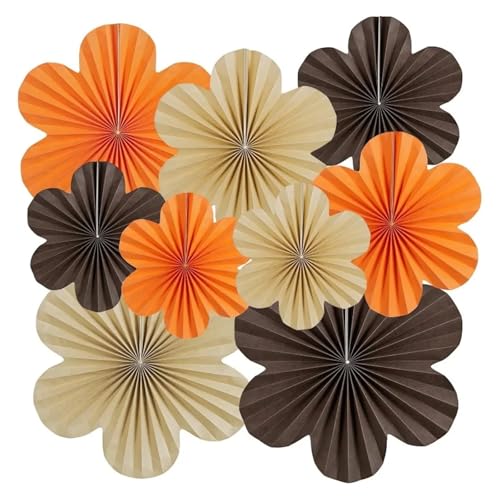 WENH 9 Stück braun-orange Papierblumen Fächer-Hintergrunddekorationen for Aufhängen for Wandpapier-Fans, Geburtstagsparty, Papier-Blumenhintergrund-Dekor WENH 9 Stück braun-orange Papierblumen Fächer-Hintergrunddekorationen for Aufhängen for Wandpapier-Fans, Geburtstagsparty, Papier-Blumenhintergrund-Dekor von WENH
