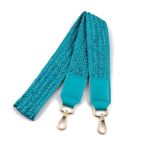 WENH Breite gewebte Geldbörsenriemen aus Leder, geflochtene Taschengriffe aus Raffiabast, Ersatzgürtel for Damen, Canvas, Crossbody-Handtasche, DIY-Zubehör(Blue) von WENH