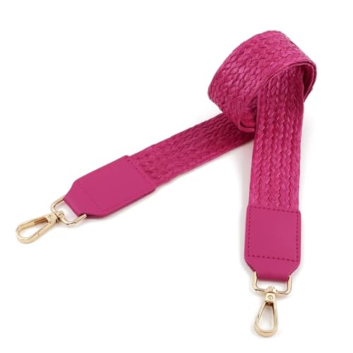 WENH Breite gewebte Geldbörsenriemen aus Leder, geflochtene Taschengriffe aus Raffiabast, Ersatzgürtel for Damen, Canvas, Crossbody-Handtasche, DIY-Zubehör(Rose Red) von WENH