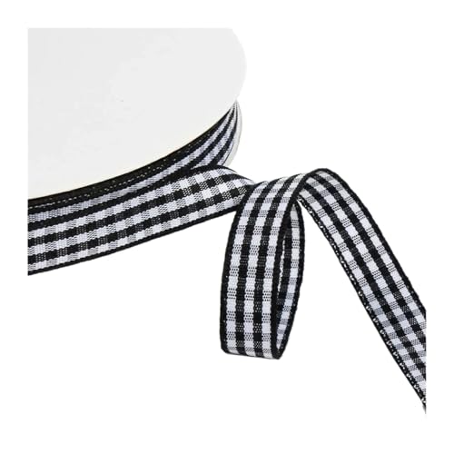 WENH Gingham-Band, 3/8 Zoll x 50 Yards Rolle, Picknick-Bastelband for Basteln, for Haarschmuck, Basteln und Weihnachtsgeschenkverpackungen(Black) von WENH
