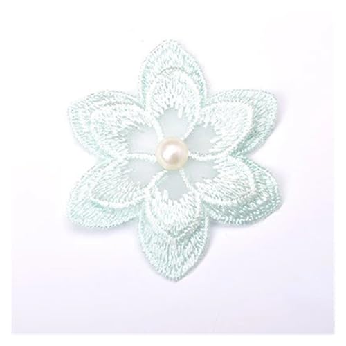WENH Organza-Spitzenbesatz mit 6 Blütenblättern, 3D-Form – doppellagige bestickte Applikationen for Brautkleider, Bastelarbeiten, Heimdekoration (Mehrfarbig)(Light Green) von WENH