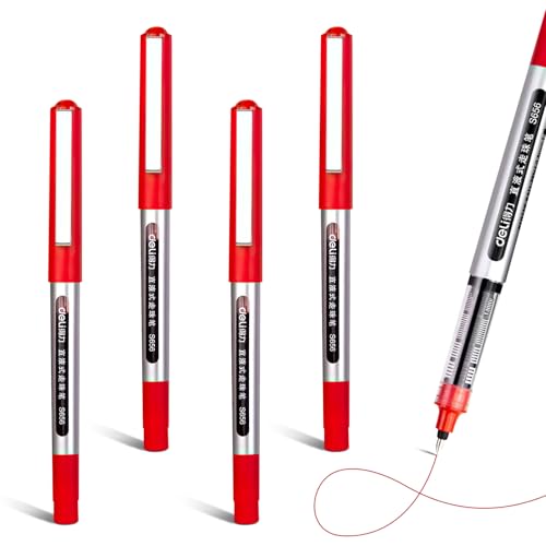 WENJIO Roter Stift Rotstift 4 Stück 0,5 mm Tintenroller mit Flüssigtinte Rotstift für Lehrer Schüler Kugelschreiber für Schule Büro Alltag Glattes Schreiben Dokumentenecht Schnelltrocknend WENJIO Roter Stift Rotstift 4 Stück 0,5 mm Tintenroller mit Flüssigtinte Rotstift für Lehrer Schüler Kugelschreiber für Schule Büro Alltag Glattes Schreiben Dokumentenecht Schnelltrocknend von WENJION