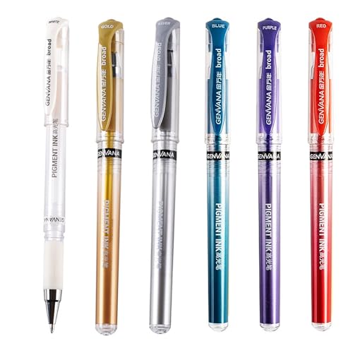 WENJION 6 Stück Gelstifte Set 1.0mm Kugelschreiber Gelschreiber Hochglanzstifte Zeichnen Skizzieren Markieren für Schule Büro Zuhause von WENJION
