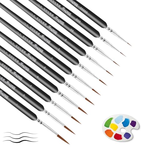 WENJION Feine Pinsel Set 11 Stück Schwarz für Malen Nach Zahlen Modellbau Aquarell Acrylfarben Nail Art Detailarbeiten Künstlerpinsel Miniaturpinsel Pinselset für Feine Linien WENJION Feine Pinsel Set 11 Stück Schwarz für Malen Nach Zahlen Modellbau Aquarell Acrylfarben Nail Art Detailarbeiten Künstlerpinsel Miniaturpinsel Pinselset für Feine Linien von WENJION