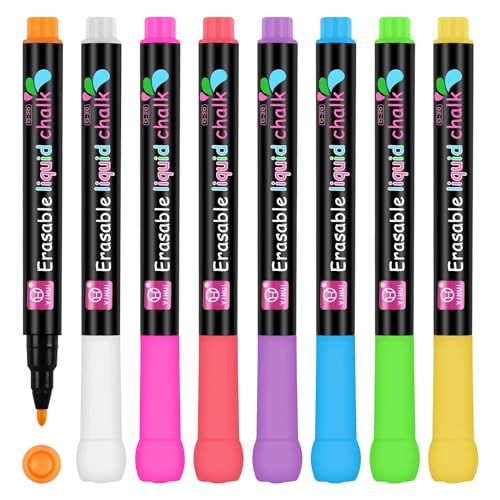 WENJION Kreidestifte Für Tafel Abwaschbar 8 Farben Flüssigkreide Rundspitze Chalk Marker Set Whiteboard Marker Abwischbar Für Schule Büro Glas Fenster Kinder Kunst DIY WENJION Kreidestifte Für Tafel Abwaschbar 8 Farben Flüssigkreide Rundspitze Chalk Marker Set Whiteboard Marker Abwischbar Für Schule Büro Glas Fenster Kinder Kunst DIY von WENJION