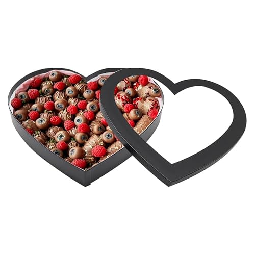 Pappbox mit Herzausschnitt, befüllbar, Pappmaché, Charcuterie-Brett, süßes Geburtstags-Lebensmitteltablett für Leckereien, 30,5 cm (schwarz, herzförmig) von WENPACK