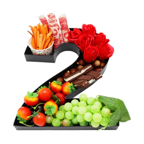 Papptablett mit Zahlenausschnitt, befüllbar, Pappmaché, Charcuterie-Brett, Süßigkeiten-Geburtstags-Lebensmitteltablett für Leckereien, 30,5 cm (Schwarz, 2 Formen) von WENPACK