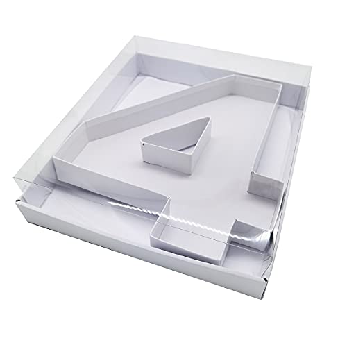 WENPACK Süßigkeiten-Box aus Pappe, Zahlenform, Erdbeeren, befüllbar, mit transparentem Deckel, 31,8 cm, Weiß, 4 Stück von WENPACK
