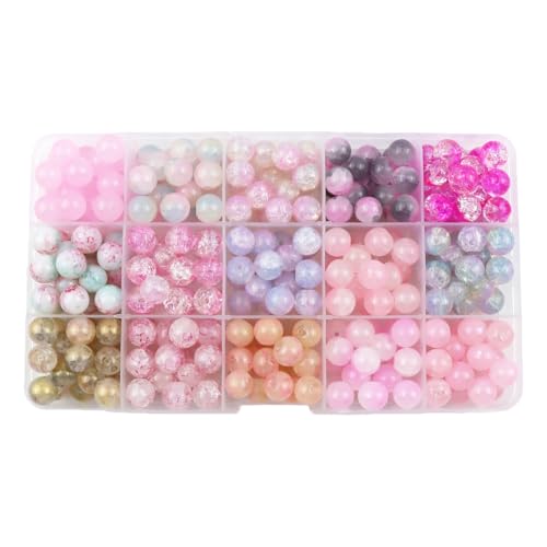 WENSIDUO 300 Stück 10 mm Glasperlen, Armbandherstellungs-Set, 15 rosa Kristallglasperlen, Starter-Set für Armband- und Schmuckherstellung und Bastelarbeiten, Rosa von WENSIDUO