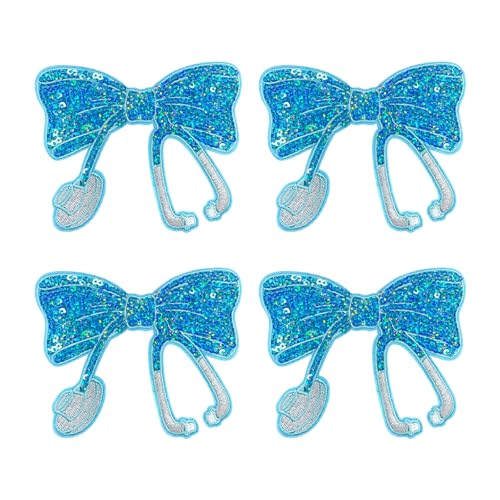 WENSIDUO 4 x Pailletten-Schleife zum Aufbügeln, bestickter Aufnäher für Kleidung, Kleid, Hut, Jeans, Schuhe, Taschen, DIY-Zubehör, Seeblau. WENSIDUO 4 x Pailletten-Schleife zum Aufbügeln, bestickter Aufnäher für Kleidung, Kleid, Hut, Jeans, Schuhe, Taschen, DIY-Zubehör, Seeblau. von WENSIDUO