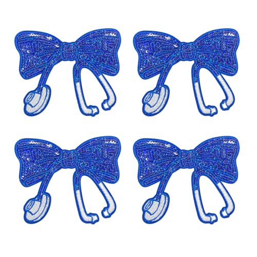 WENSIDUO 4 x Pailletten-Schleife zum Aufbügeln, bestickter Aufnäher für Kleidung, Kleid, Hut, Jeans, Schuhe, Taschen, DIY-Zubehör, blau. WENSIDUO 4 x Pailletten-Schleife zum Aufbügeln, bestickter Aufnäher für Kleidung, Kleid, Hut, Jeans, Schuhe, Taschen, DIY-Zubehör, blau. von WENSIDUO
