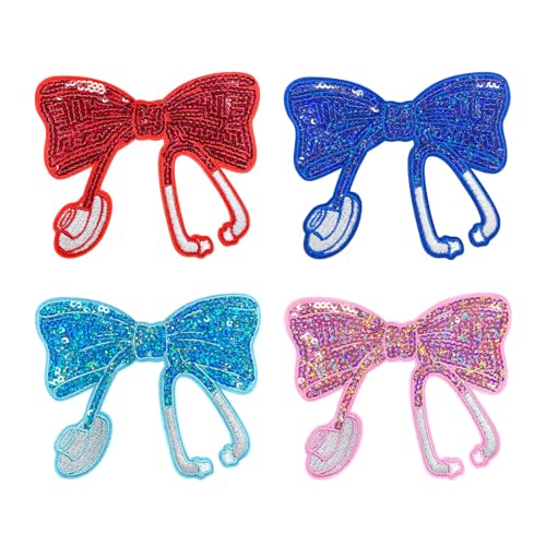 WENSIDUO 4 x Pailletten-Schleife zum Aufbügeln, bestickter Aufnäher für Kleidung, Kleid, Hut, Jeans, Schuhe, Taschen, DIY-Zubehör, gemischt. WENSIDUO 4 x Pailletten-Schleife zum Aufbügeln, bestickter Aufnäher für Kleidung, Kleid, Hut, Jeans, Schuhe, Taschen, DIY-Zubehör, gemischt. von WENSIDUO