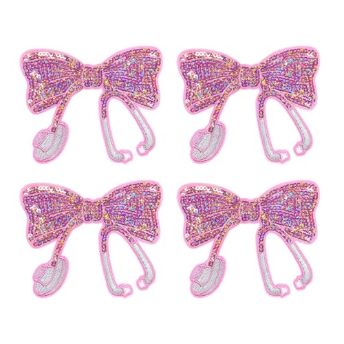 WENSIDUO 4 x Pailletten-Schleife zum Aufbügeln, bestickter Aufnäher für Kleidung, Kleid, Hut, Jeans, Schuhe, Taschen, DIY-Zubehör, rosa WENSIDUO 4 x Pailletten-Schleife zum Aufbügeln, bestickter Aufnäher für Kleidung, Kleid, Hut, Jeans, Schuhe, Taschen, DIY-Zubehör, rosa von WENSIDUO
